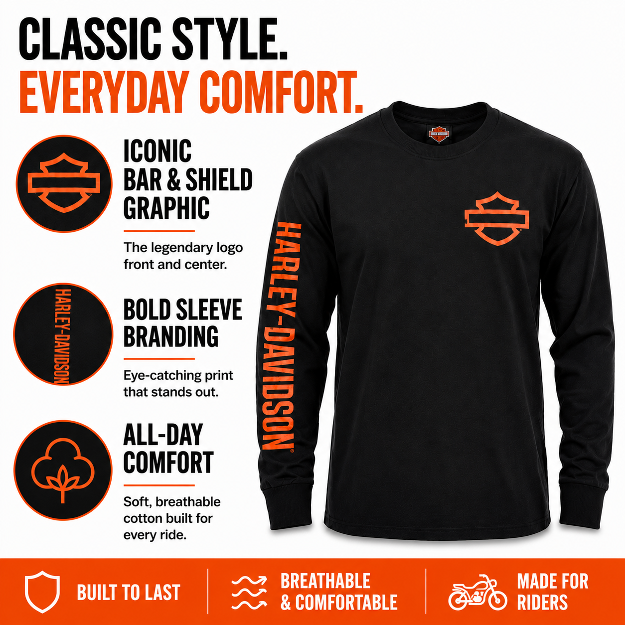 Harley-Davidson Men's Long Sleeve Bar & Shield Shirt | Harbor Town Harley-Davidson Exclusive