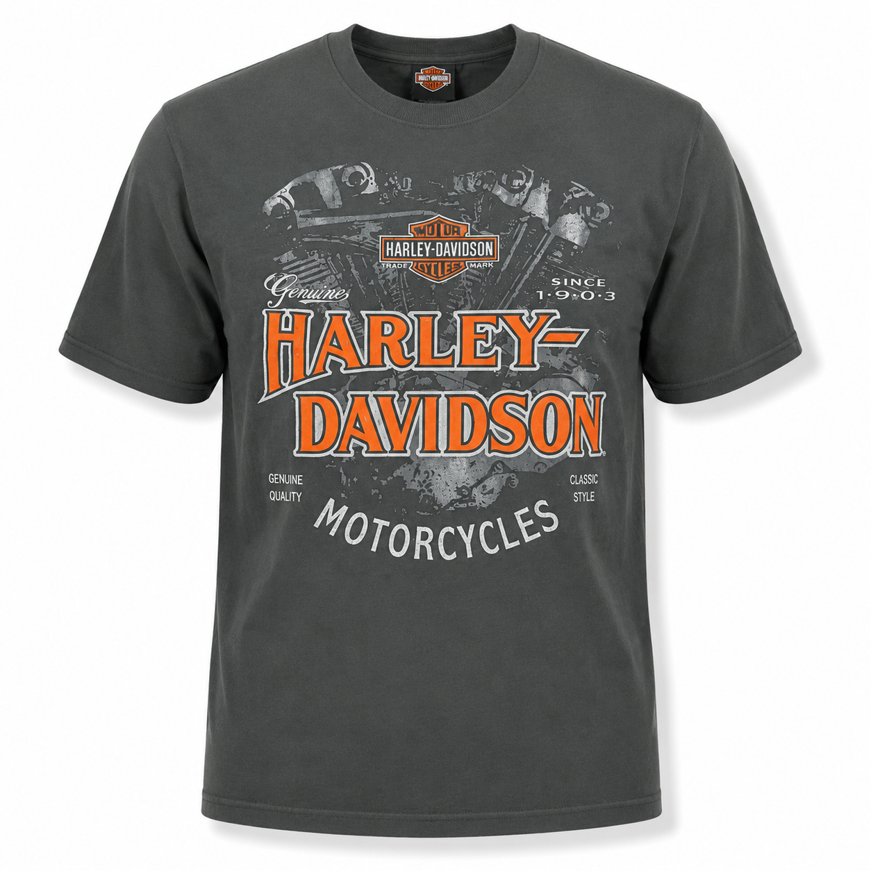 Harley-Davidson Men's Classic Style Motorcycle Tee – Black 100% Cotton