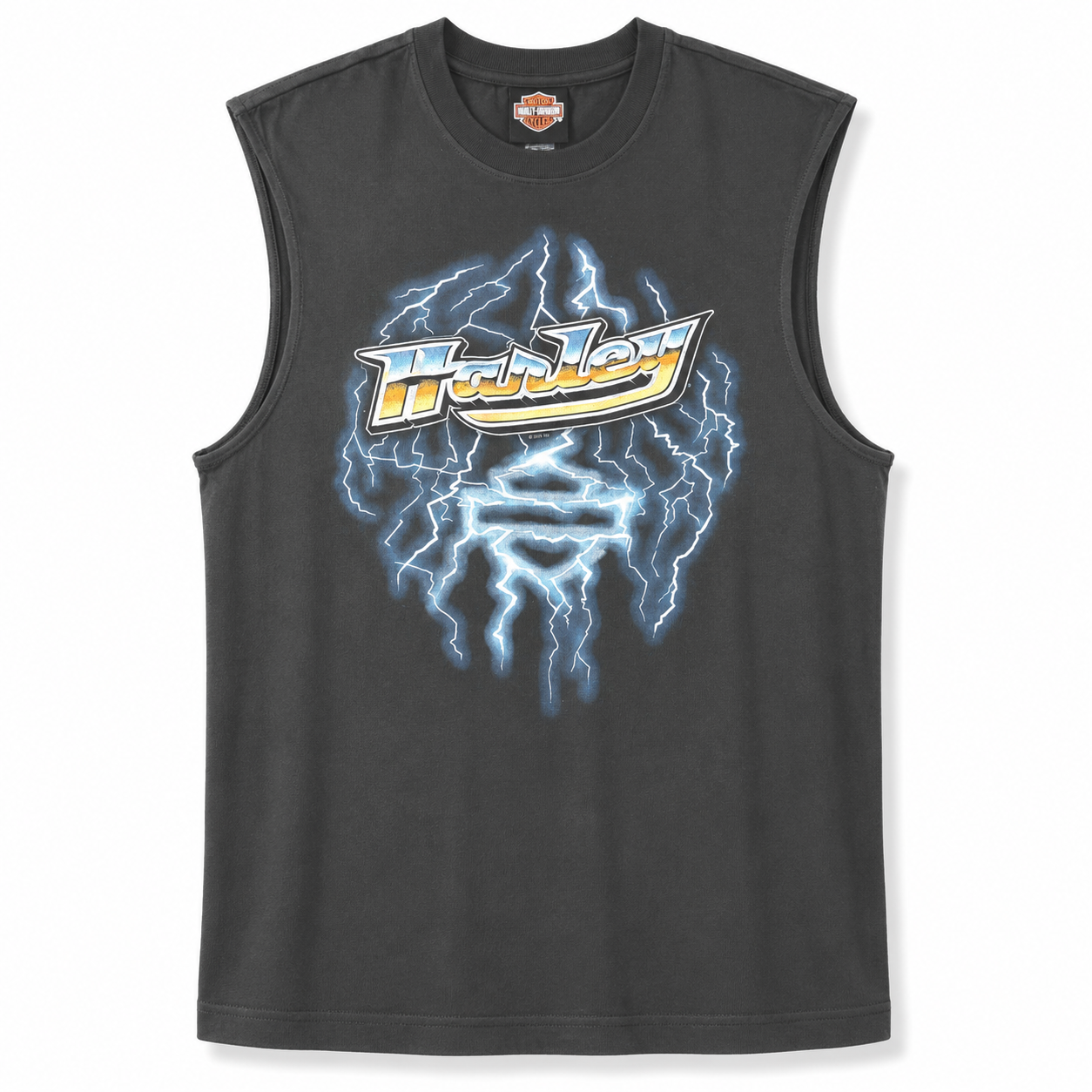 Harley-Davidson Men's Sleeveless Shirt Black | Lightning Graphic Muscle Shirt