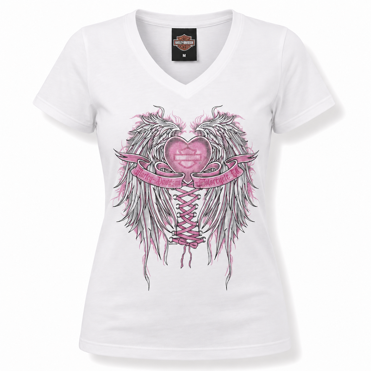 Harley-Davidson Women’s Winged Heart V-Neck T-Shirt – White
