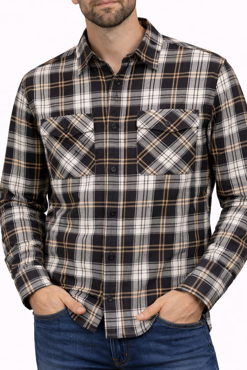 Harley-Davidson Men's Plaid Button Long Sleeve Shirt, Essence - Black,