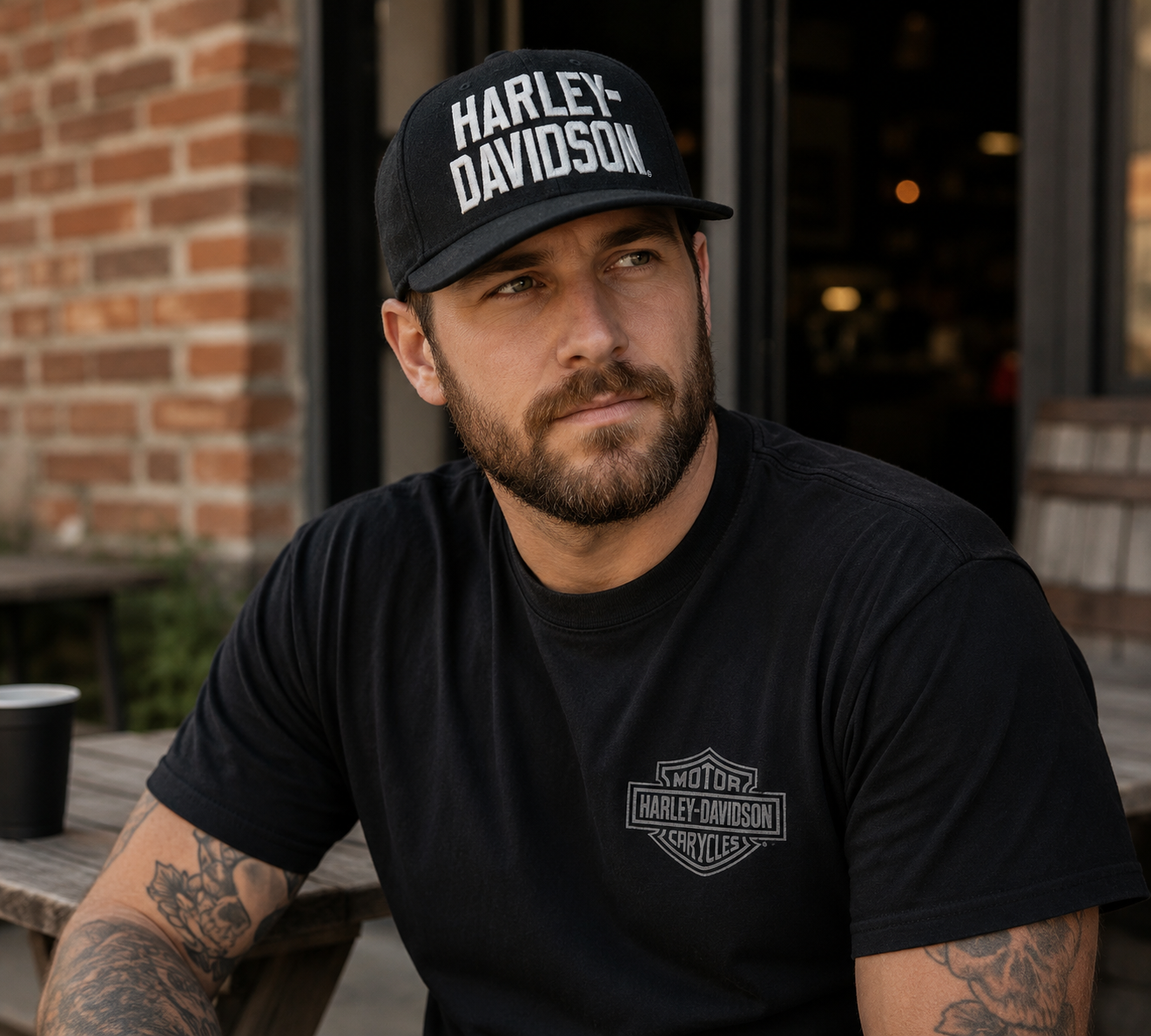 Harley-Davidson Men's Black Adjustable Baseball Cap | Bar & Shield Motorcycle Hat | 97770-25VM