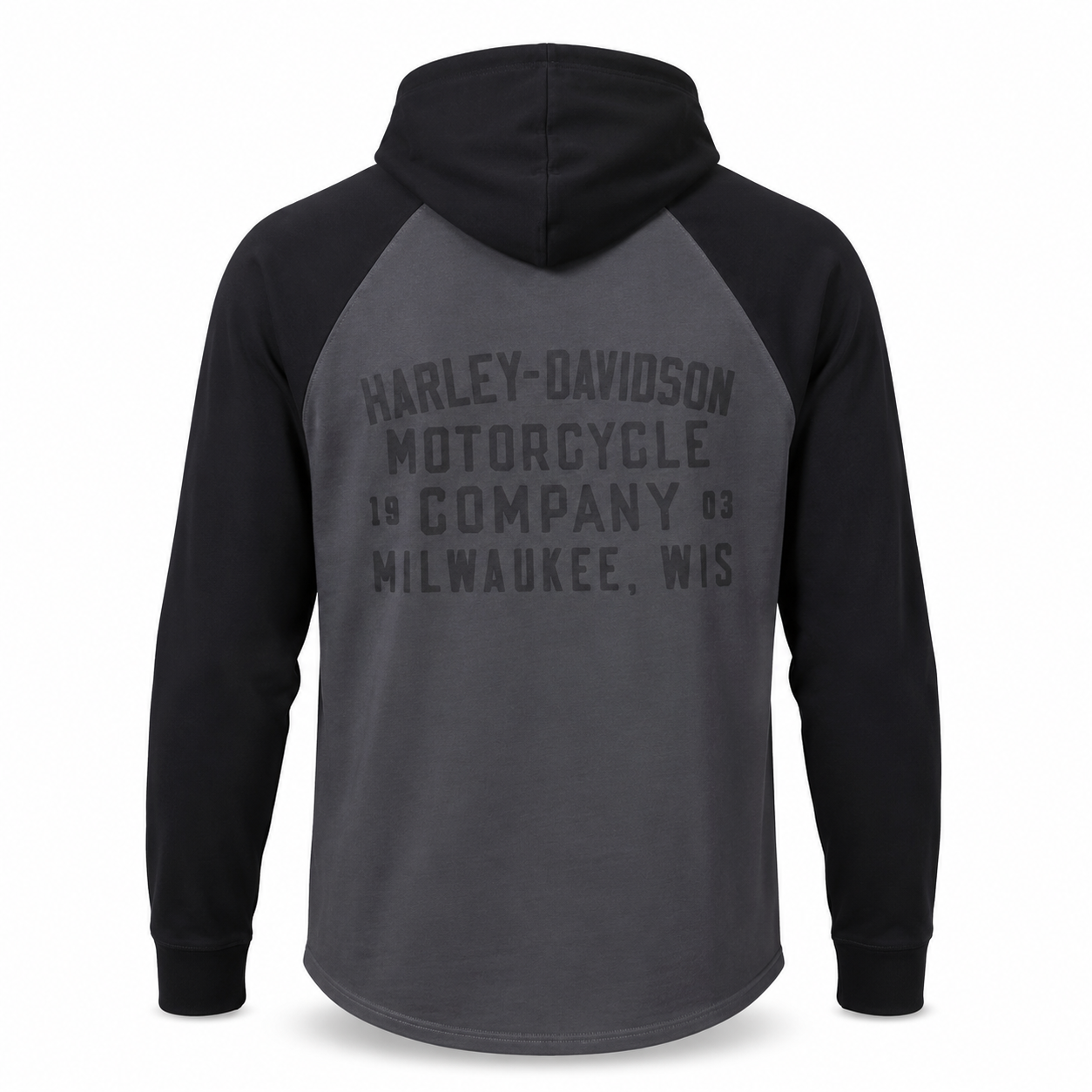 Harley-Davidson Men's Long Sleeve Raglan Henley with Hood, Gray - 96723-25VM