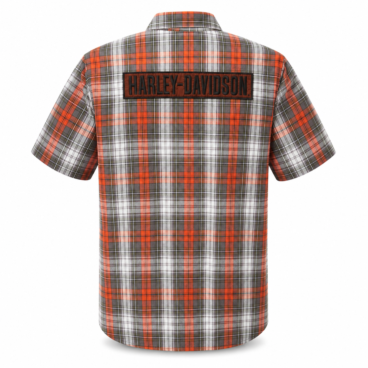 Harley-Davidson Men's Plaid Button Shirt, Block Font, Orange - 96738-25VM