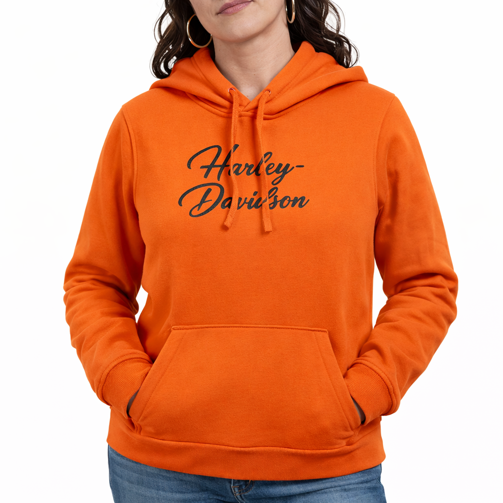 Harley-Davidson Women's Essential Bling Pullover Hoodie, Orange 96749-25VW