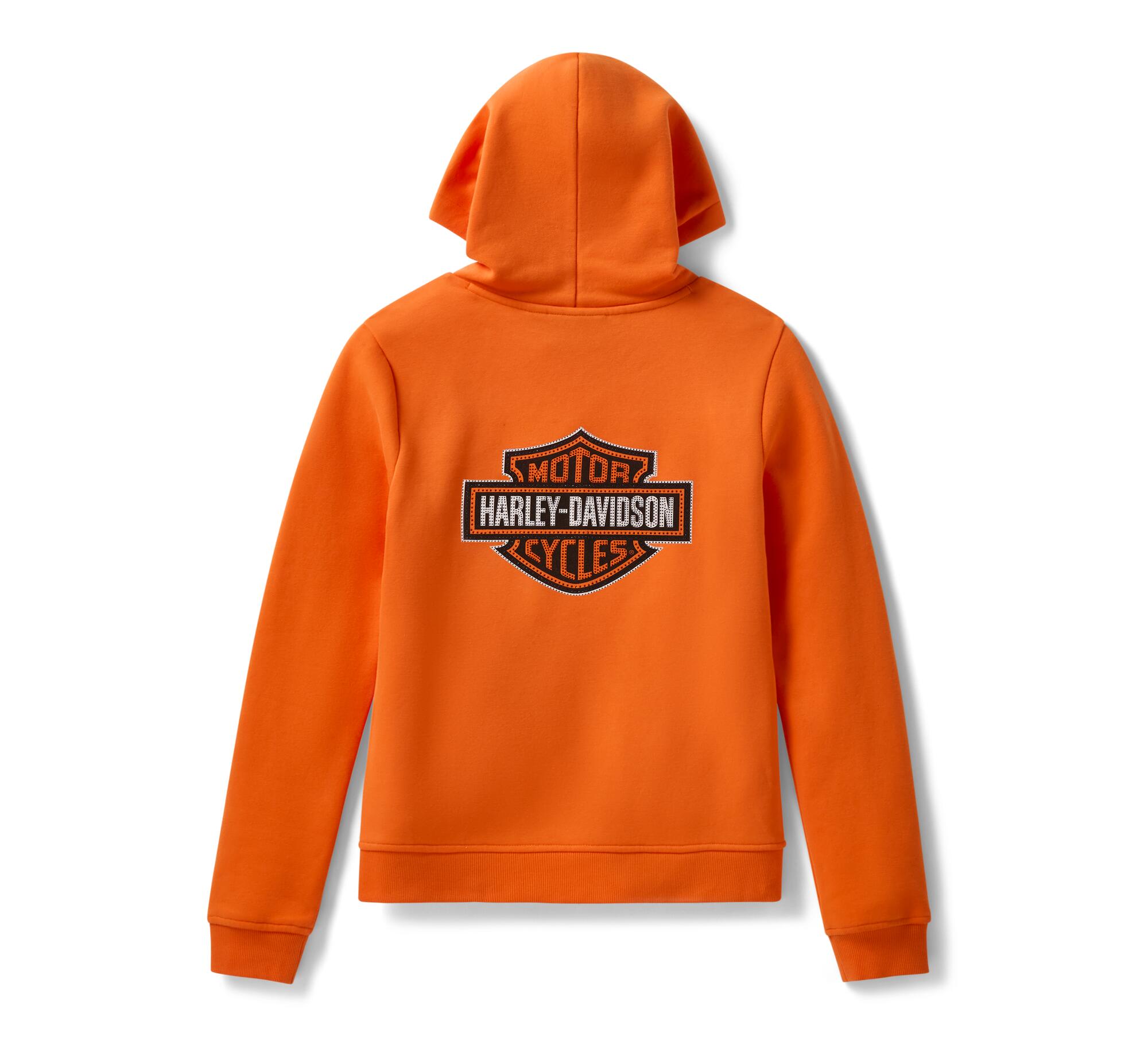 Harley-Davidson Women's Essential Bling Pullover Hoodie, Orange 96749-25VW