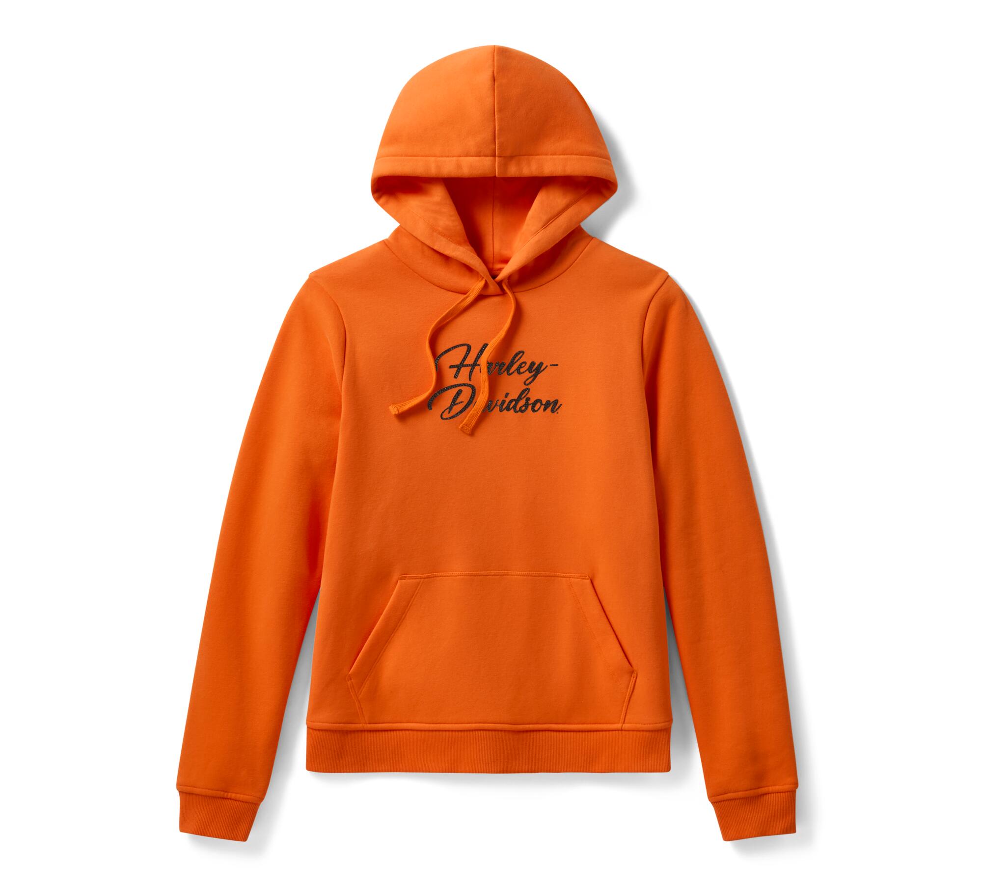 Harley-Davidson Women's Essential Bling Pullover Hoodie, Orange 96749-25VW