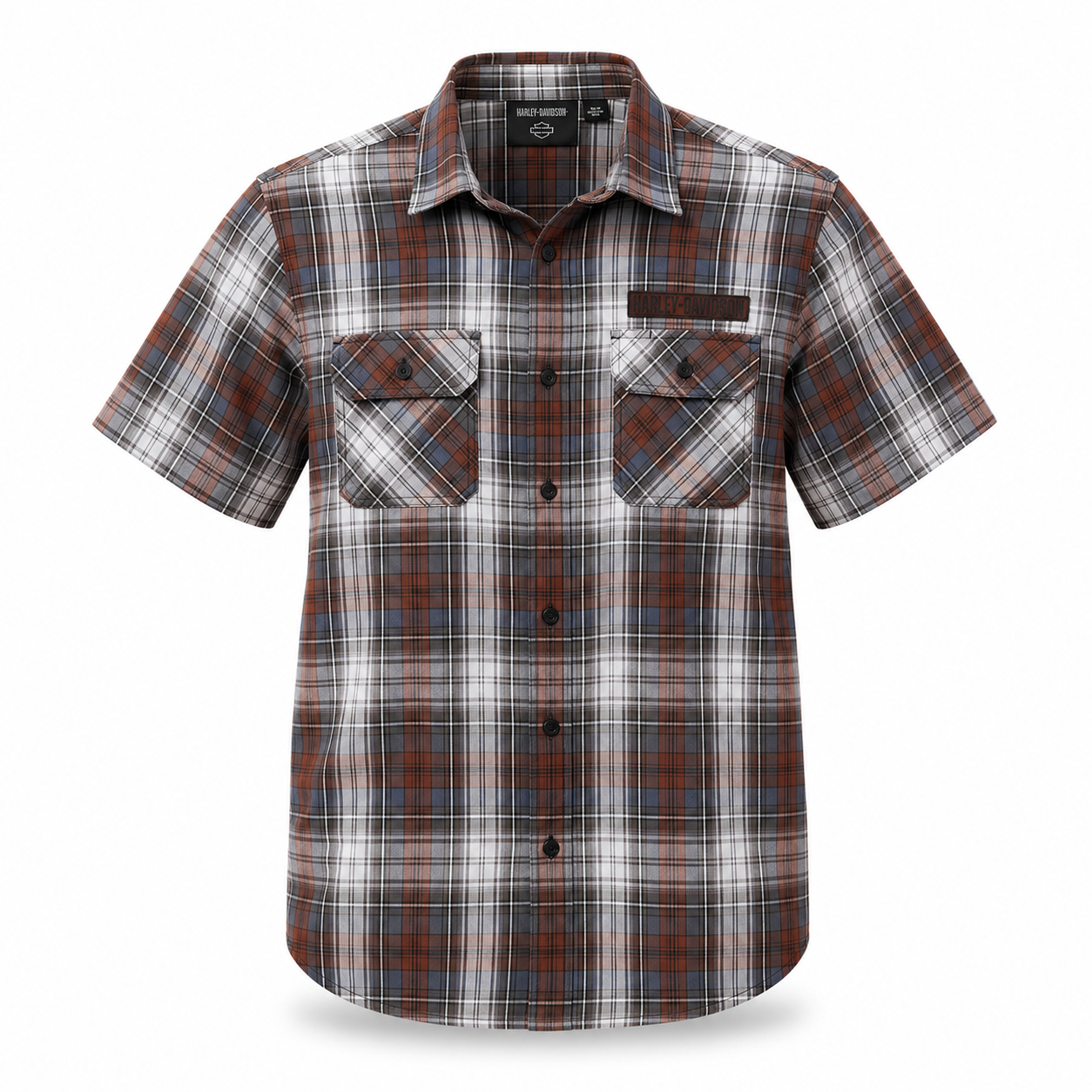 Harley-Davidson Men's Plaid Button Shirt, Block Font, Red - 96855-25VM