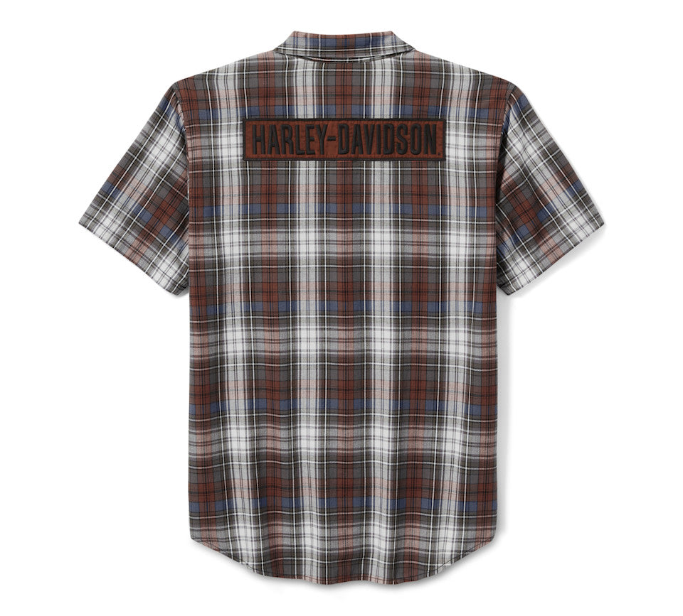 Harley-Davidson Men's Plaid Button Shirt, Block Font, Red - 96855-25VM