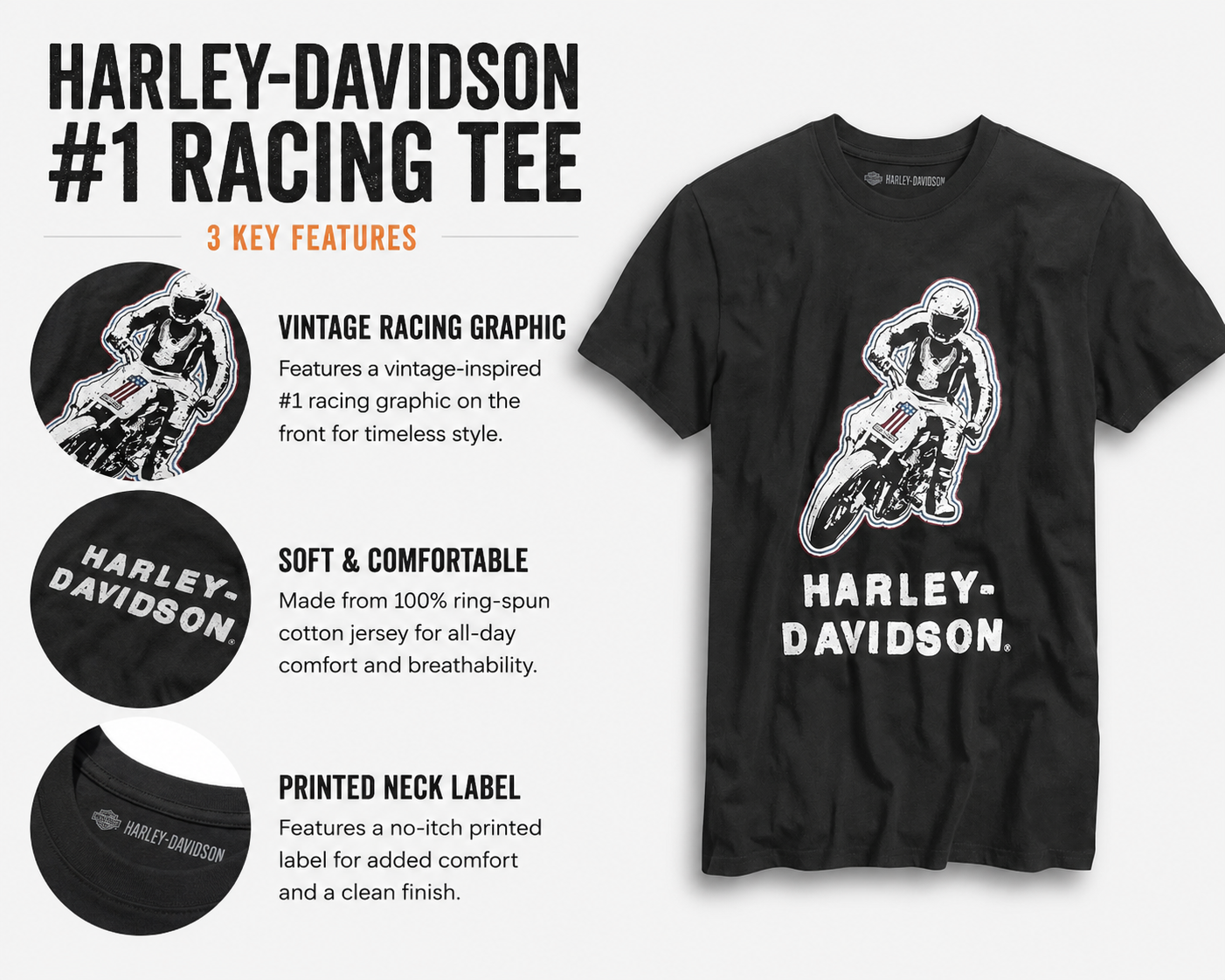 Harley-Davidson Men's Graphic T-Shirt – Soft Cotton Motorcycle Tee | 99021-20VM