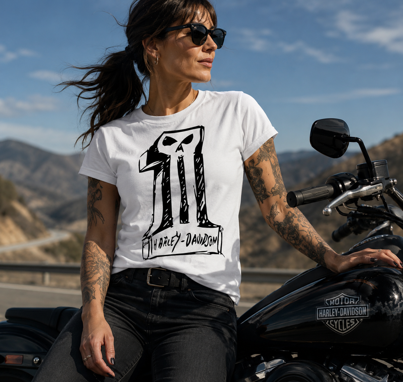 Harley-Davidson® Women's Sketchy #1 Skull Tee - 99086-18VW