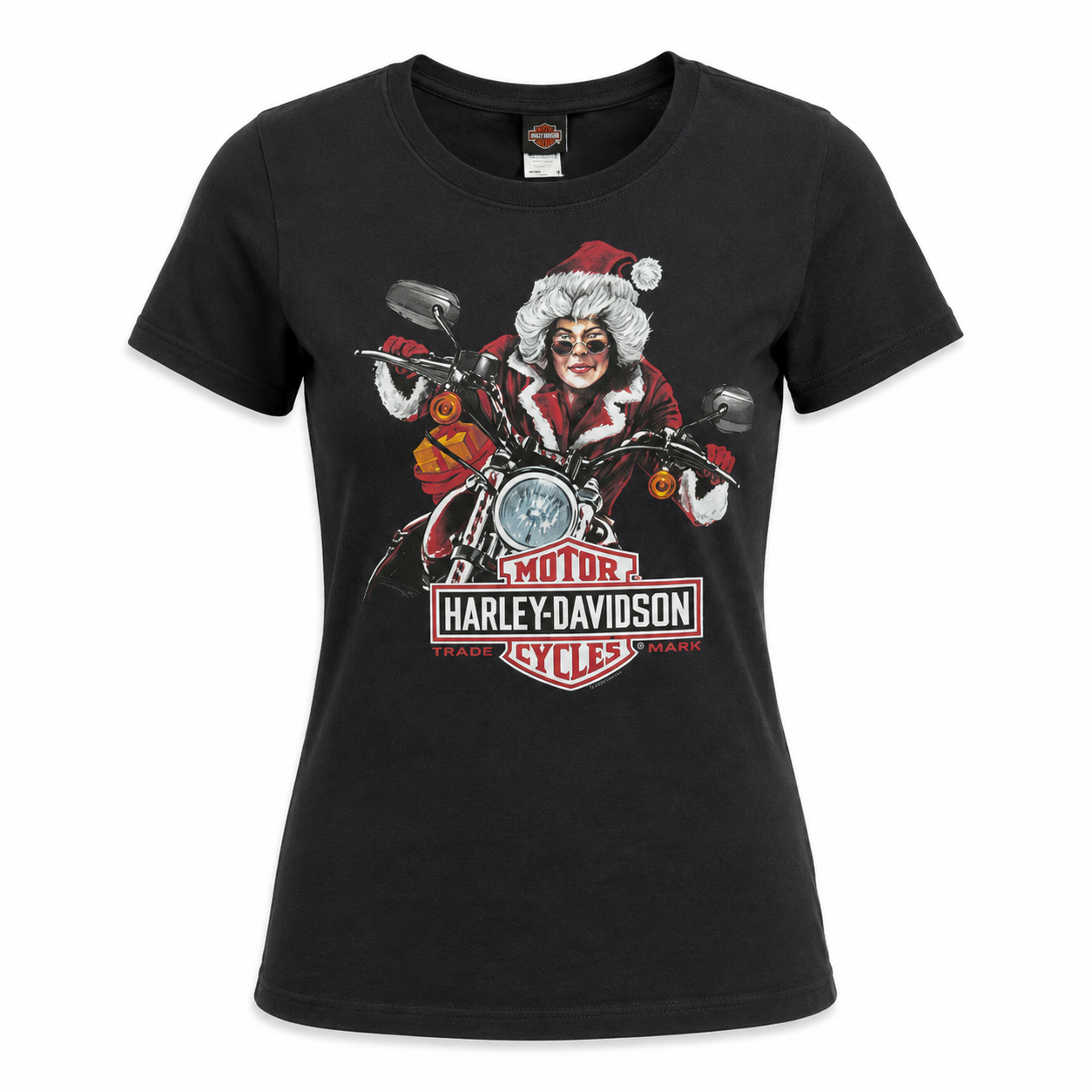 Harley-Davidson Women's Mrs. Clause Christmas T-Shirt, Black