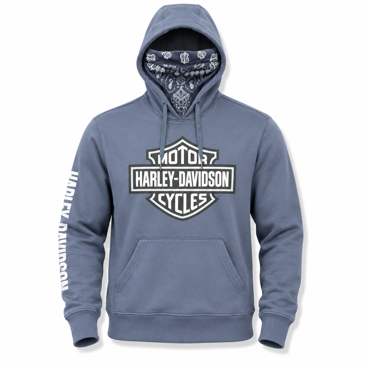 Harley-Davidson Men's Hoodie with adjustable Face Mask | Blue