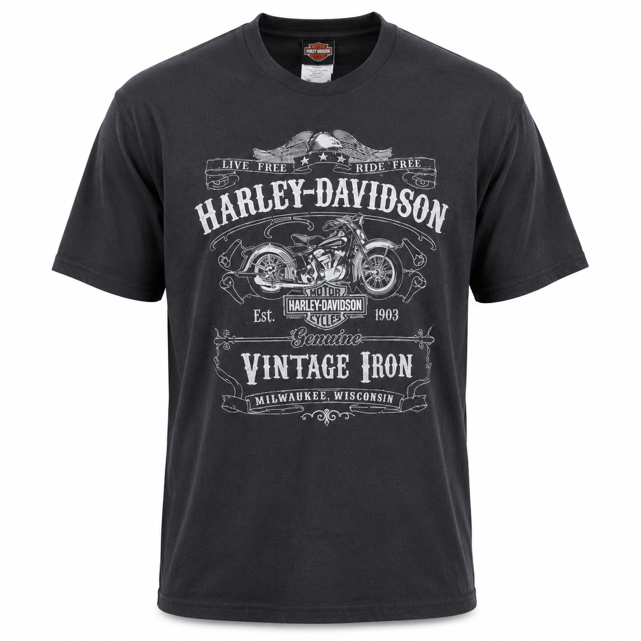 Harley-Davidson Men's Vintage Iron Black T-Shirt | 100% Cotton