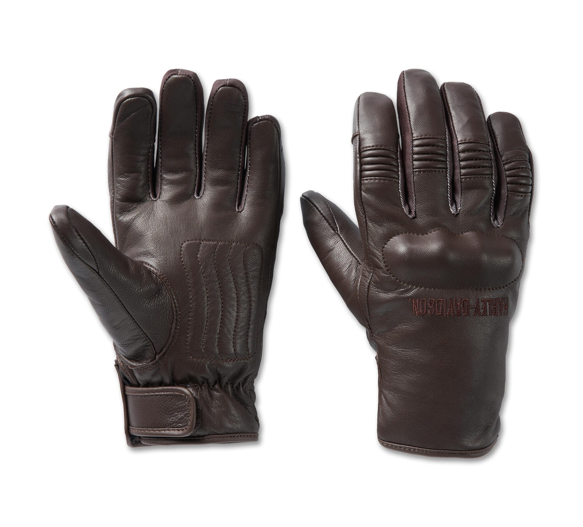 Harley-Davidson Men's Leather Waterproof Motorcycle Gloves, Brown - 97117-24VM