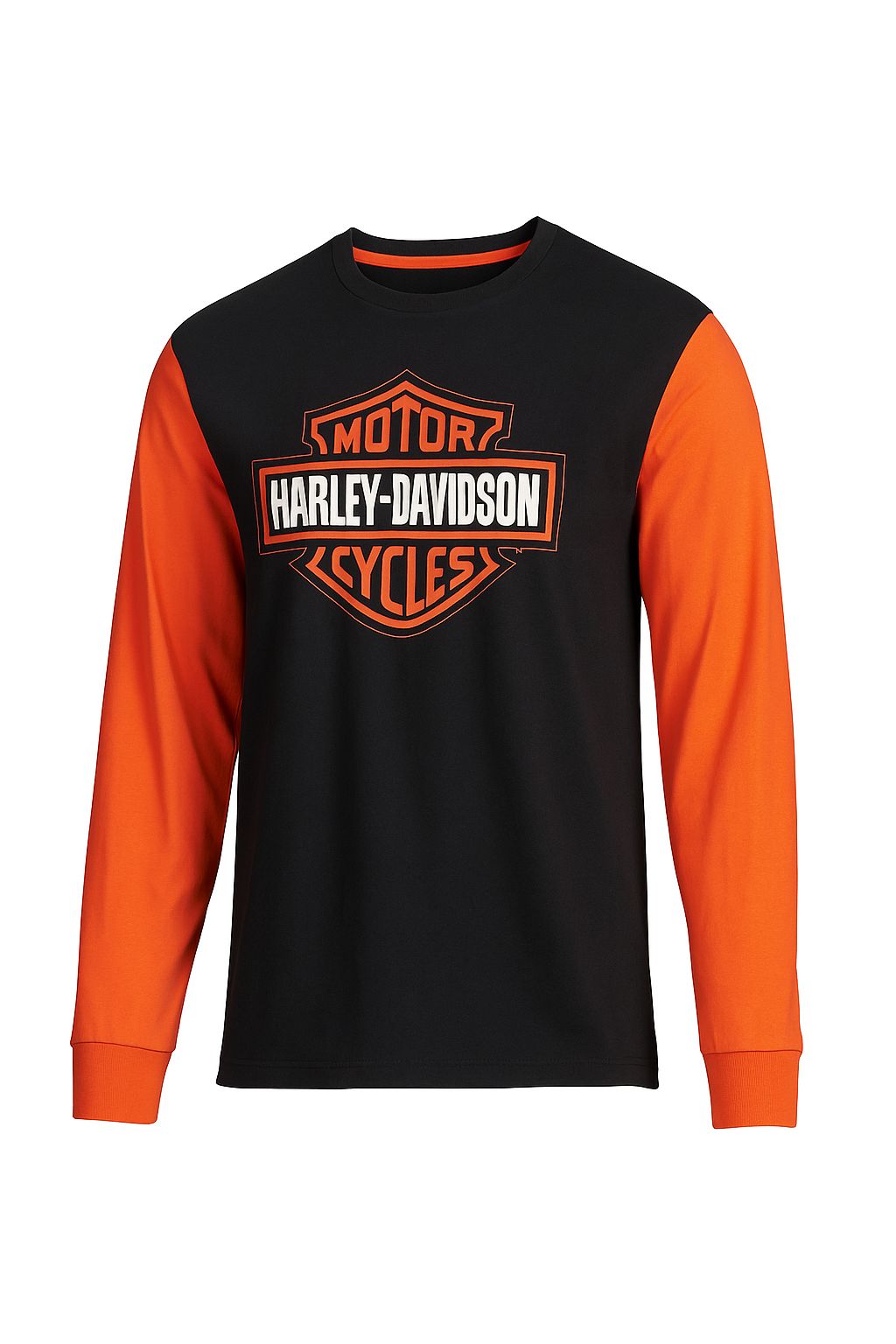 Harley-Davidson Men's Long Sleeve T-Shirt Bar & Shield Orange, 99089-24VM