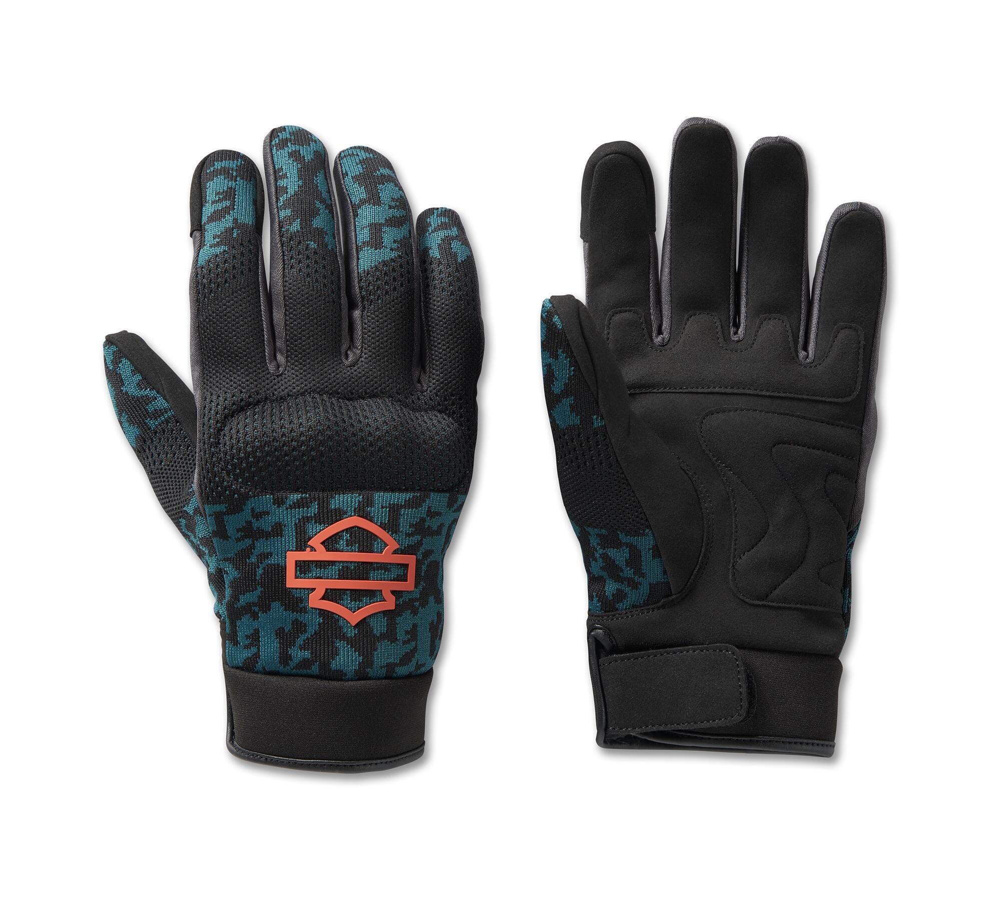 Harley-Davidson Men's Mesh Motorcycle Gloves Dyna Knit - Blue, 98137-23VM