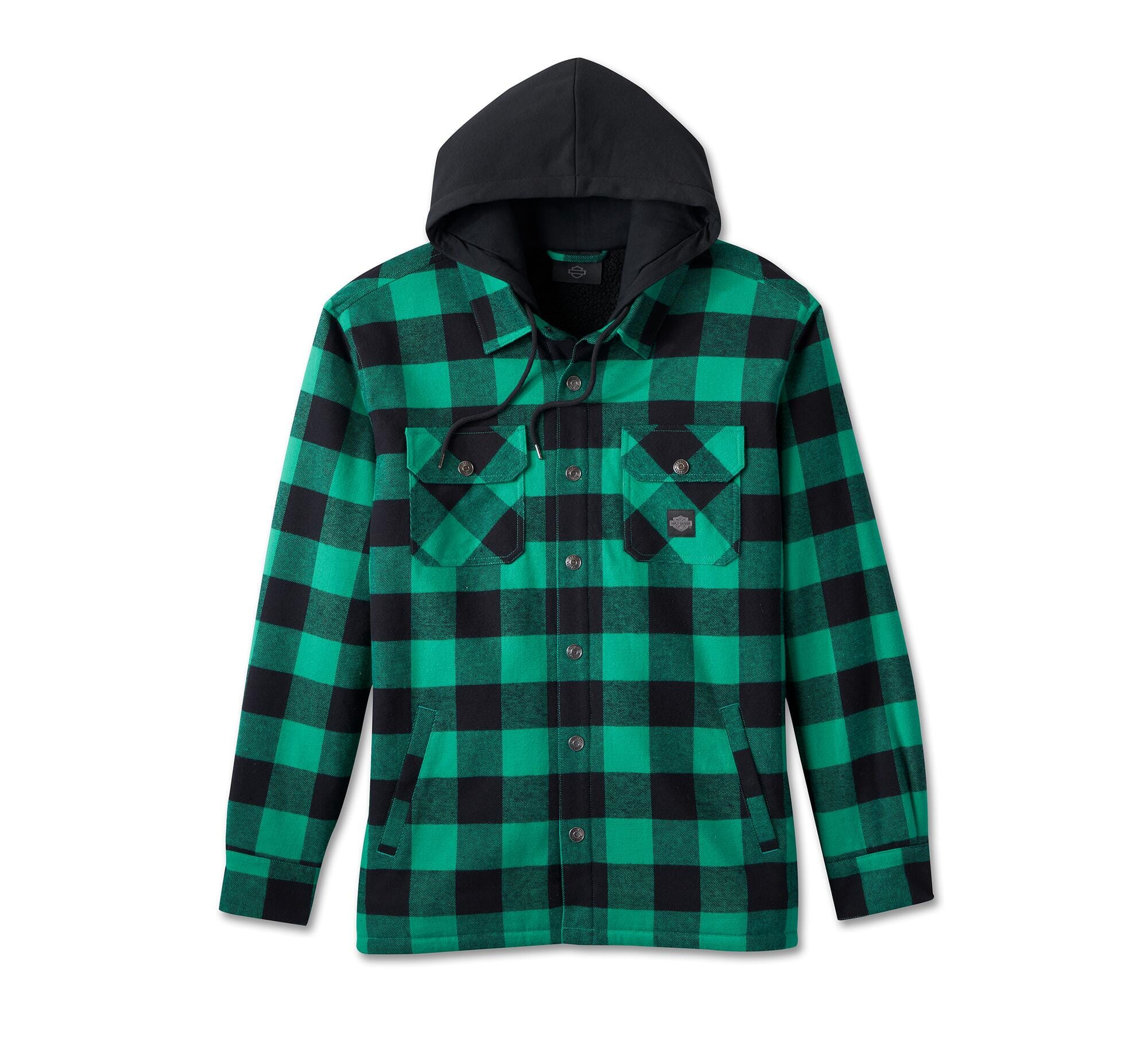 Harley-Davidson Men's Willie G Skull Hooded Shirt Jacket - Green Plaid - 96214-24VM