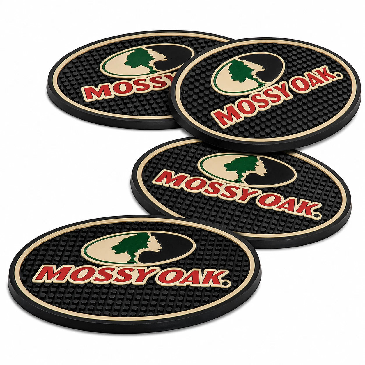 Mossy Oak Camouflage Rubber Drink Coasters Set of 4 – Non-Slip Bar Coasters