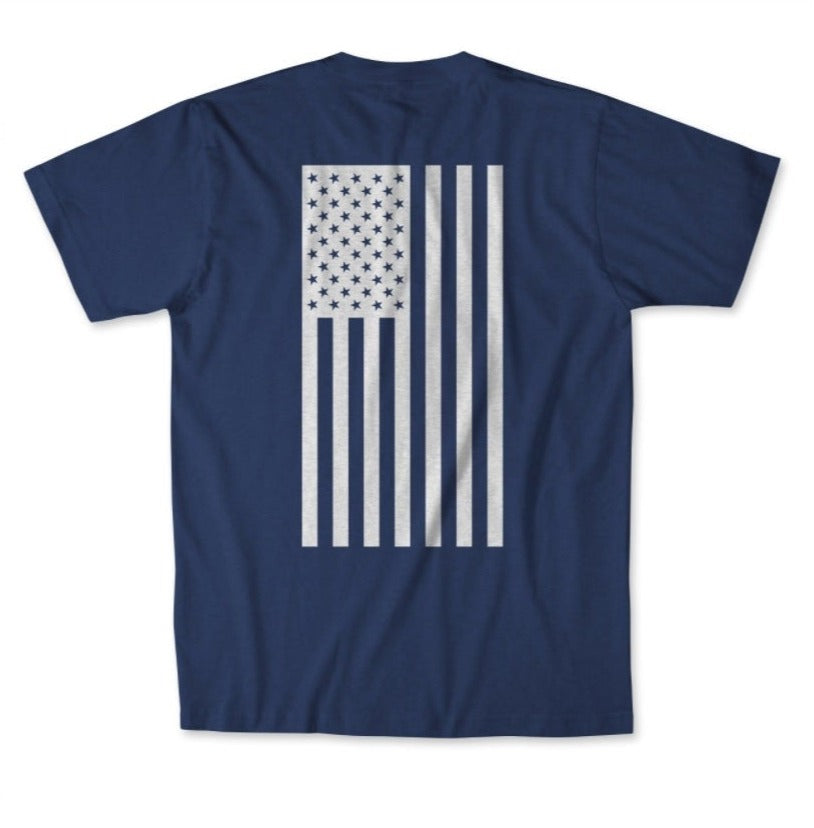 First Manufacturing American Flag T Shirt Navy Blue