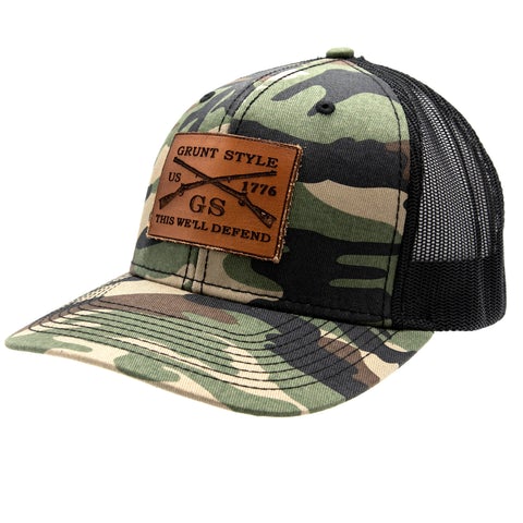 Grunt Style Logo Leather Patch Hat - Black