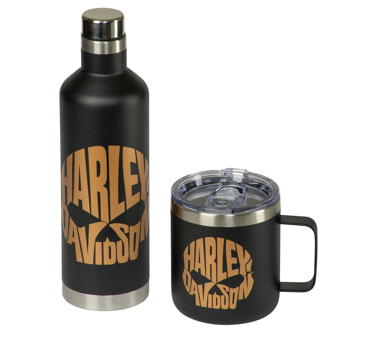 Harley-Davidson Copper Skull Travel Mug & Water Bottle Set, HDX-98641