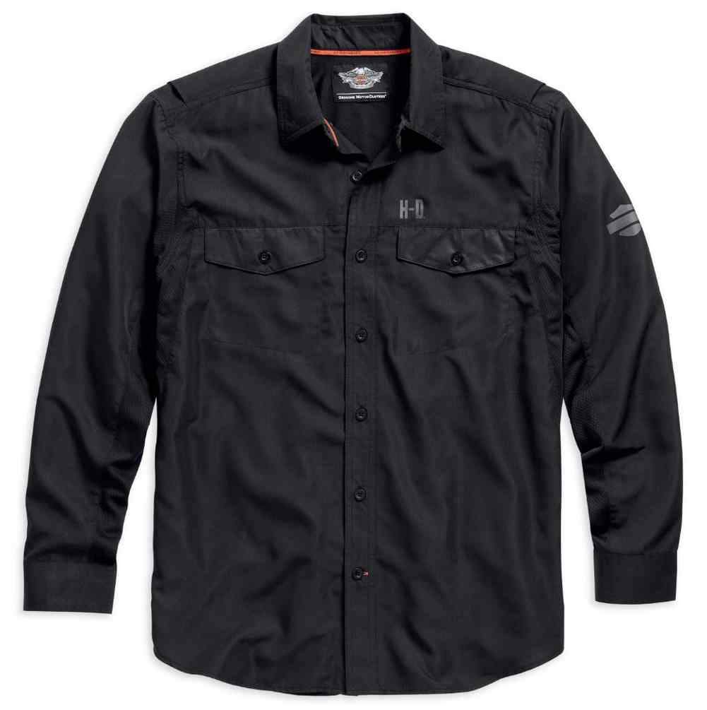 Harley-Davidson® Long Sleeve Performance Button Shirt, Black. 99018-15VM
