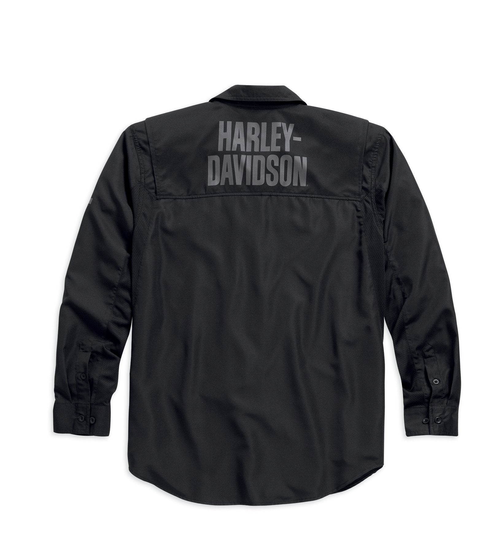 Harley-Davidson® Long Sleeve Performance Button Shirt, Black. 99018-15VM