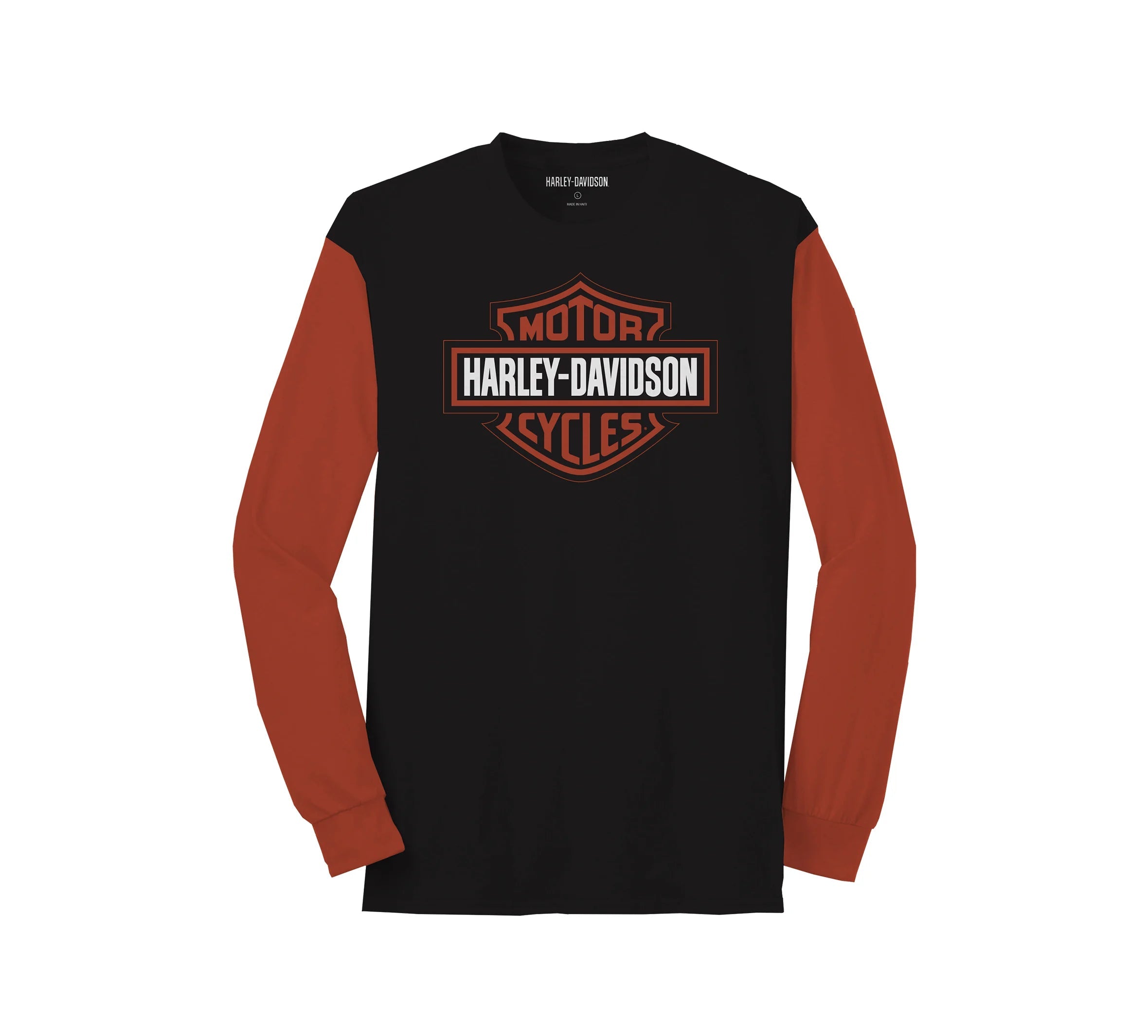 Harley-Davidson Men's Bar & Shield Colorblock Tee, Orange / Black - 99067-22VM