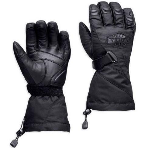 Harley-Davidson™ Mens B&S Waterproof Black Leather Gauntlet Gloves 98305-14VM New