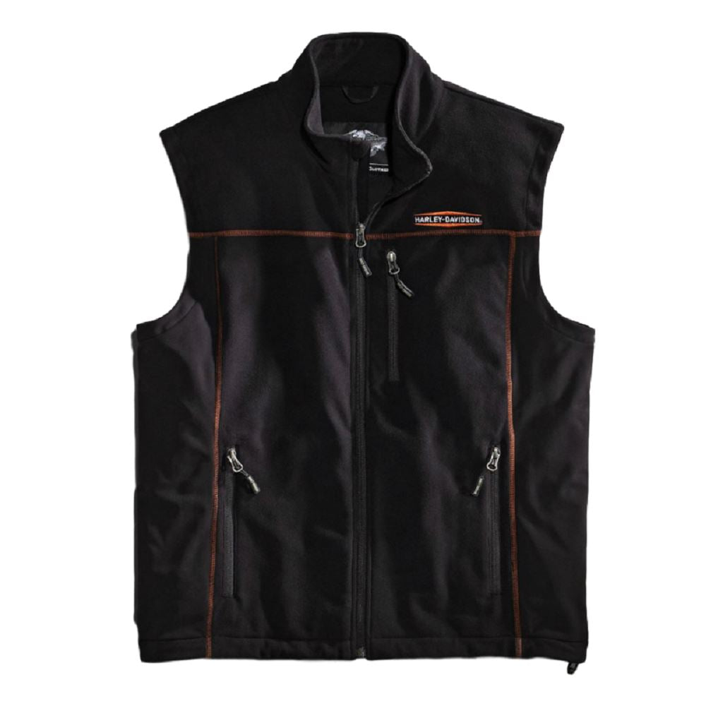 Harley-Davidson? Men's Fleece Mid-Layer Vest Windproof, BLACK. 98567-16vm, Size: Medium