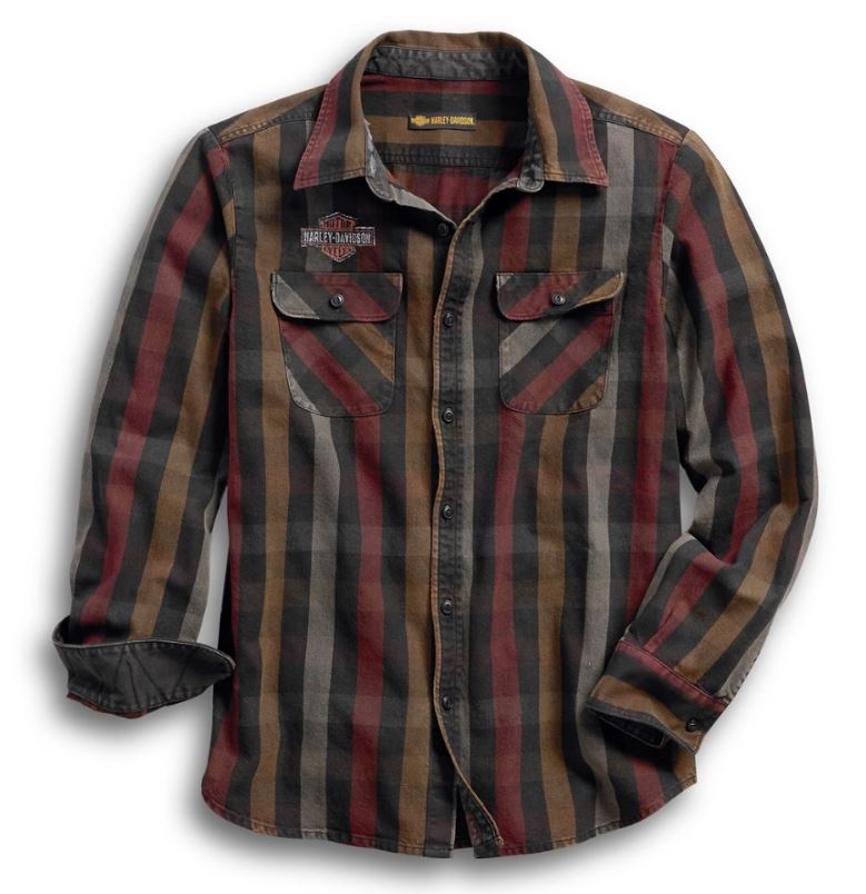 Harley-Davidson® Men's Logo Over-Dyed Plaid Slim Fit Shirt - 99012-18VM
