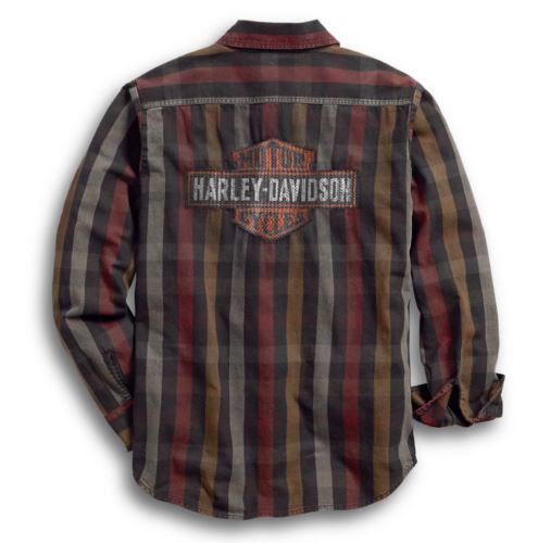 Harley-Davidson® Men's Logo Over-Dyed Plaid Slim Fit Shirt - 99012-18VM
