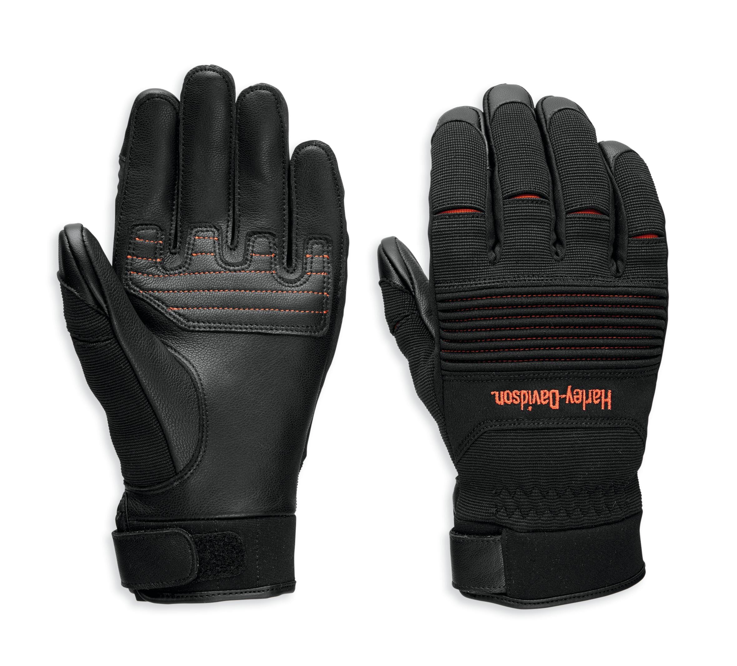 Harley-Davidson Men's Ovation Mixed Media Motorcycle Gloves, Black - 97136-23VM