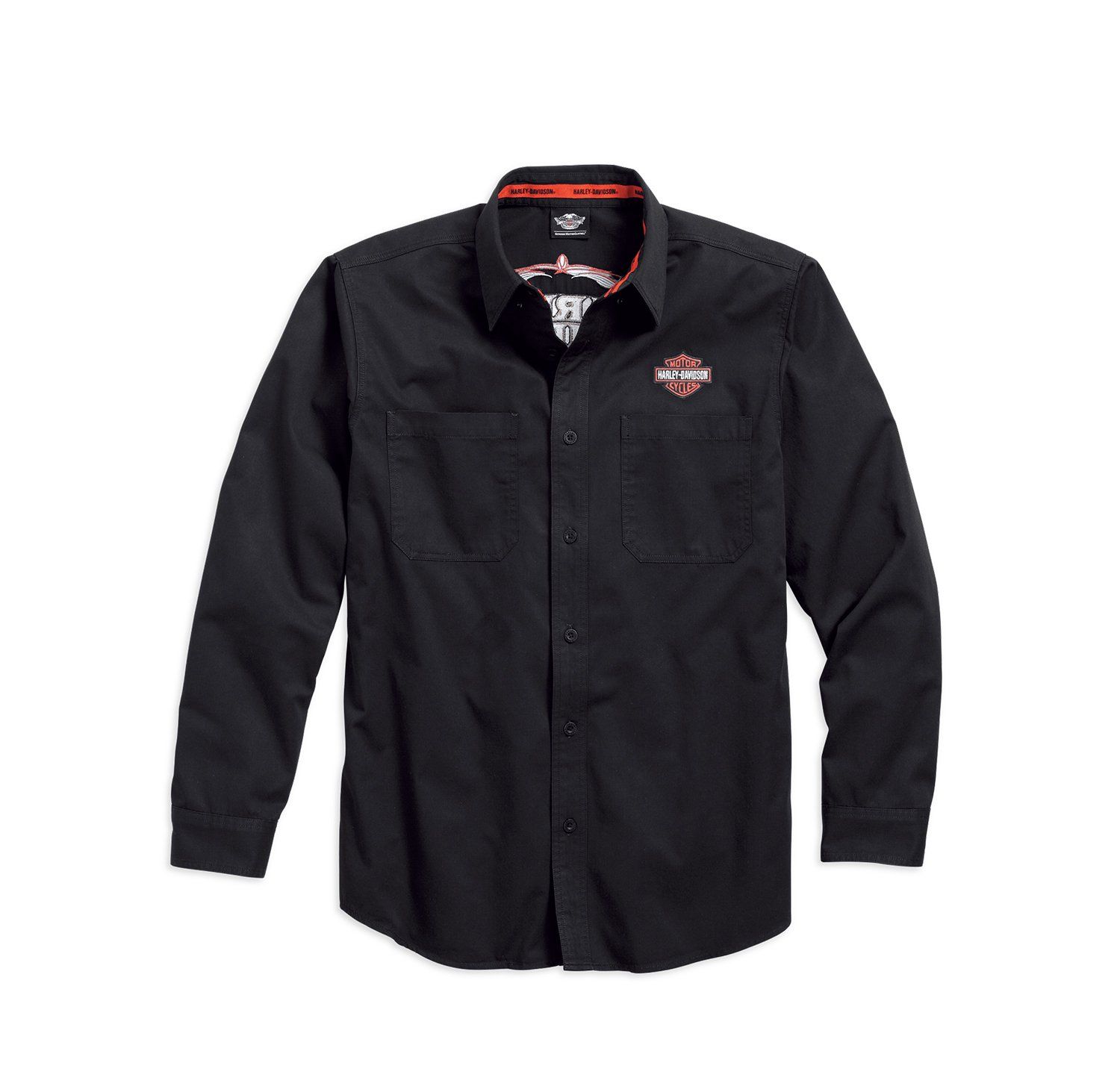 Harley-Davidson® Men's Pinstripe Flames Button Woven L/S Shirt, 99048-16VM