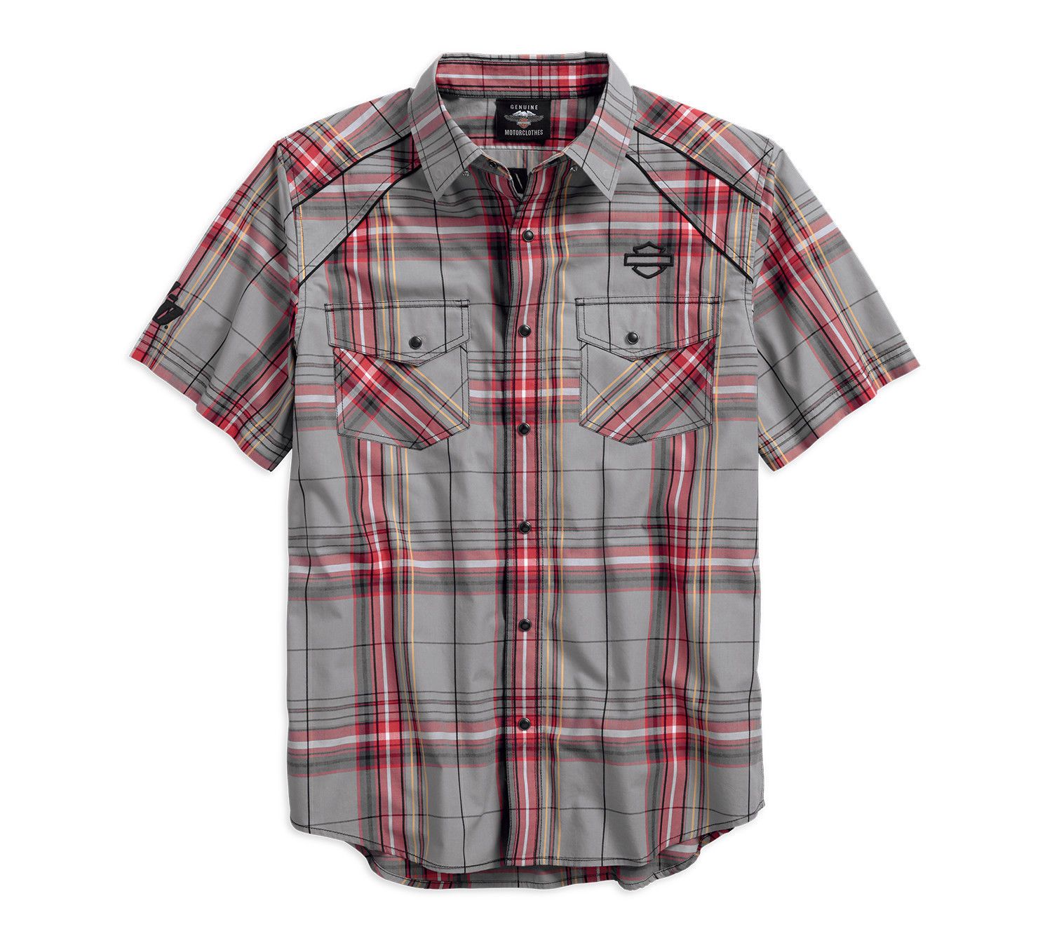 Harley-Davidson® Mens Piping Accent B&S Logo Plaid Woven Shirt 96193-18VM