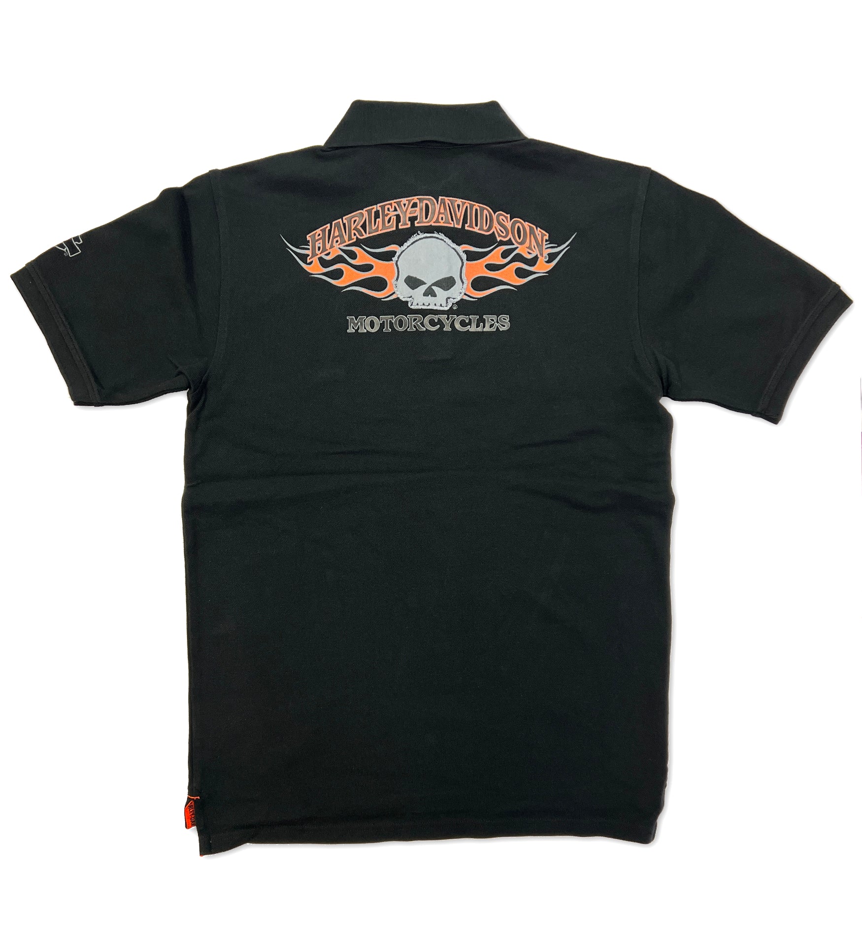 Harley-Davidson™ Men's Polo Shirt, Burning Willie G Skull, Black 99030-15VM