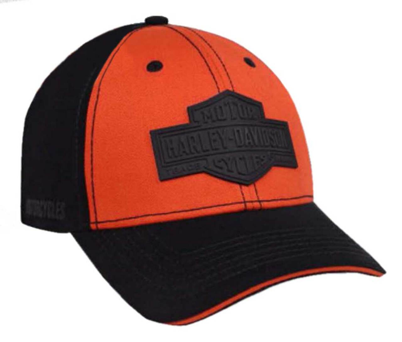 Harley-Davidson Men's Rubber B&S Patch Baseball Cap, Orange & Black BCC31264
