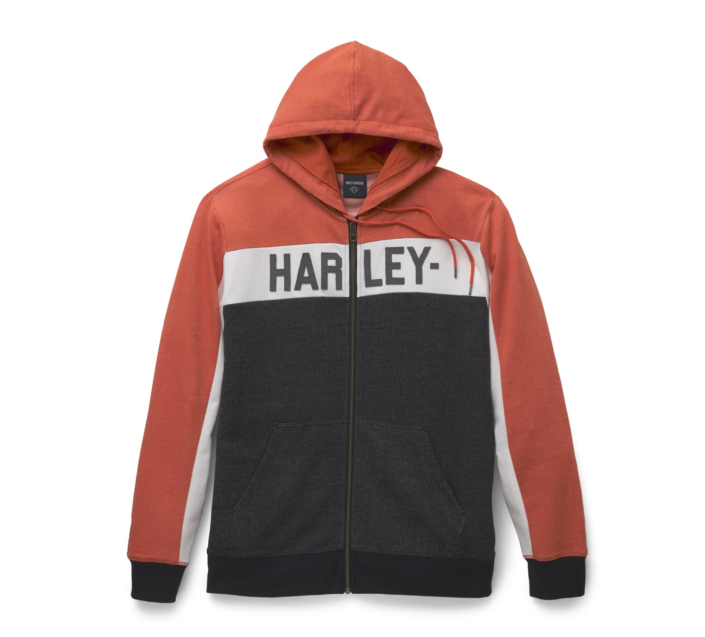 Harley-Davidson Men's Traditional Zip-Up Hoodie, Orange 96498-22VM