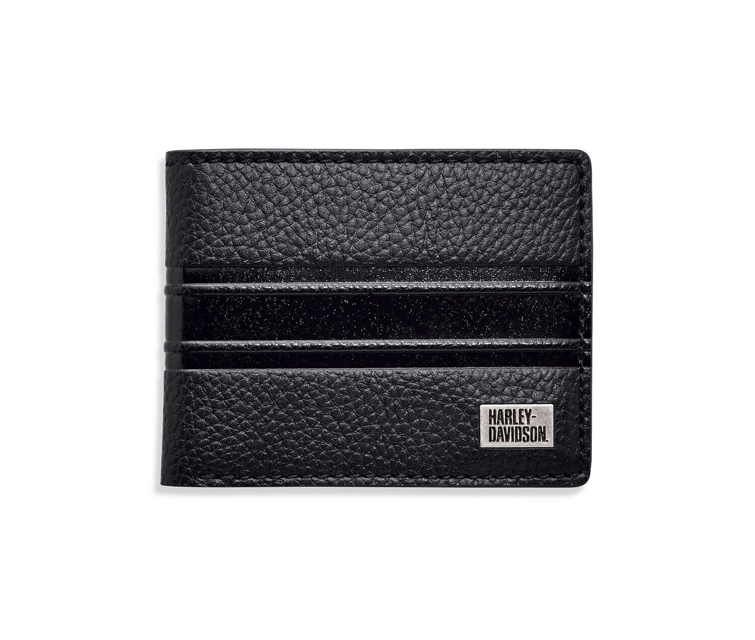Harley-Davidson® Official Men's Embossed Stripe Bi-Fold Wallet, Black 99433-18VM