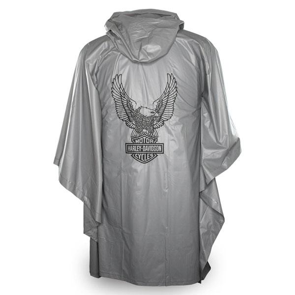 Harley-Davidson Up-Winged Eagle Waterproof Vinyl PVC Rain Poncho, Gray RP32854