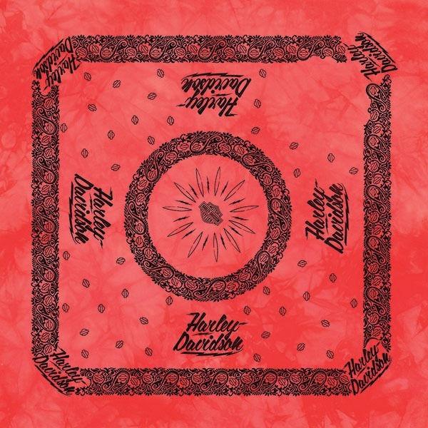 Harley-Davidson™ Women's Bandana H-D Lightning Paisley Design Coral BA10507