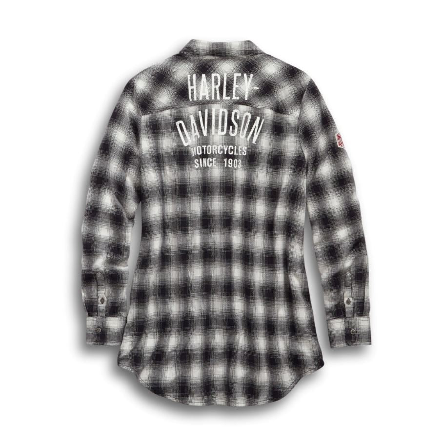 Harley-Davidson® Women's Crackle Print Graphic Plaid Shirt - 99112-19VW