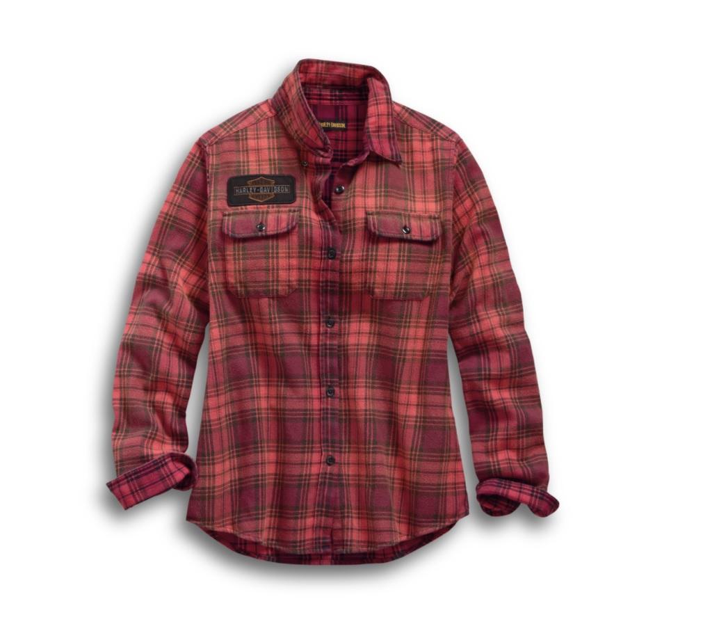 Harley-Davidson Women's Laser Cut Logo Plaid Shirt - 99123-19VW