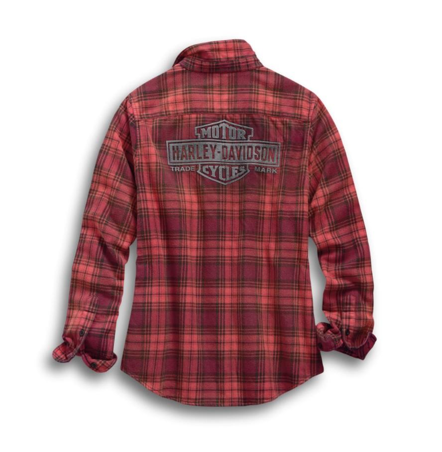 Harley-Davidson® Women's Laser Cut Logo Plaid Shirt - 99123-19VW