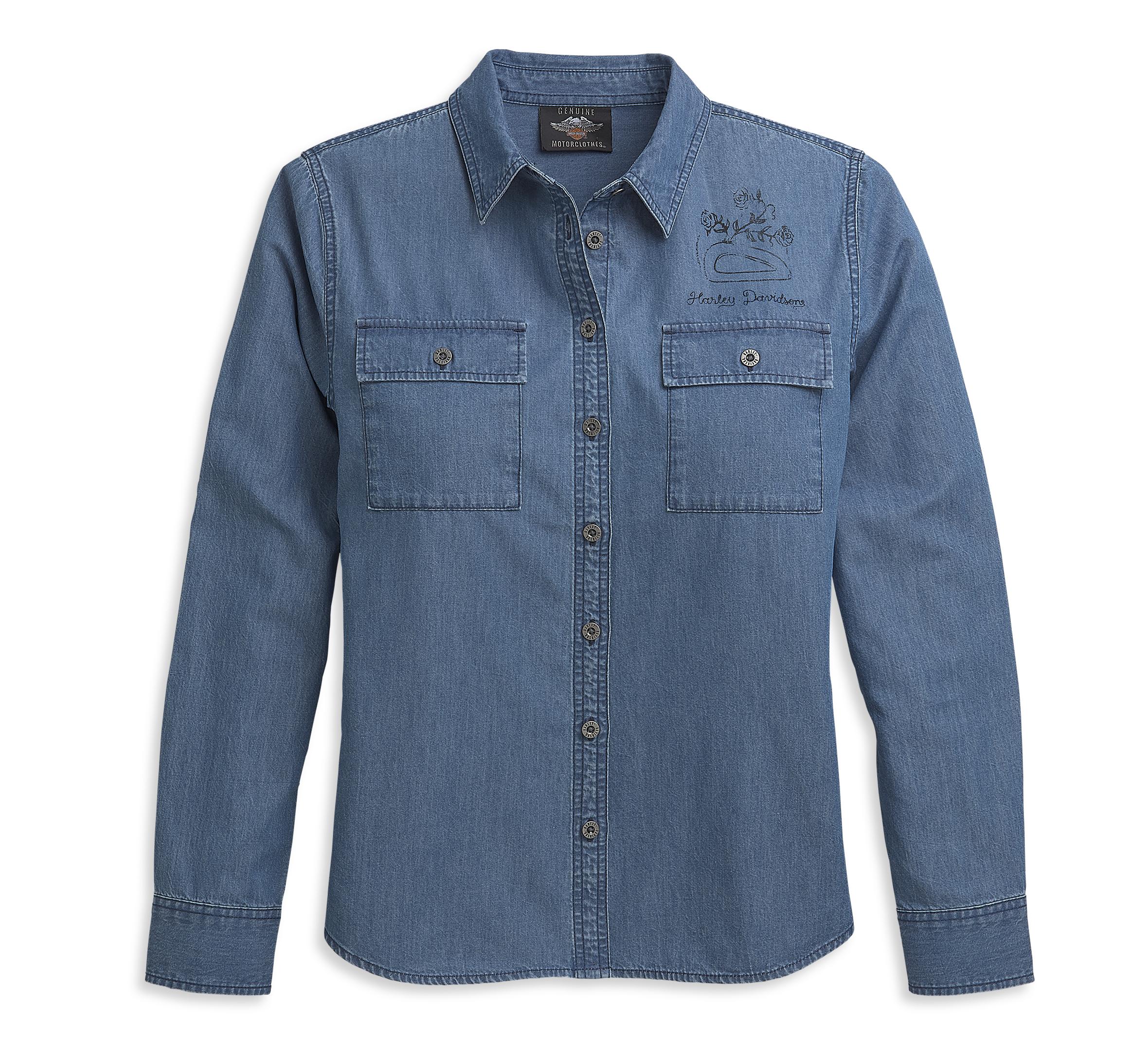 Harley davidson 2025 womens denim shirt