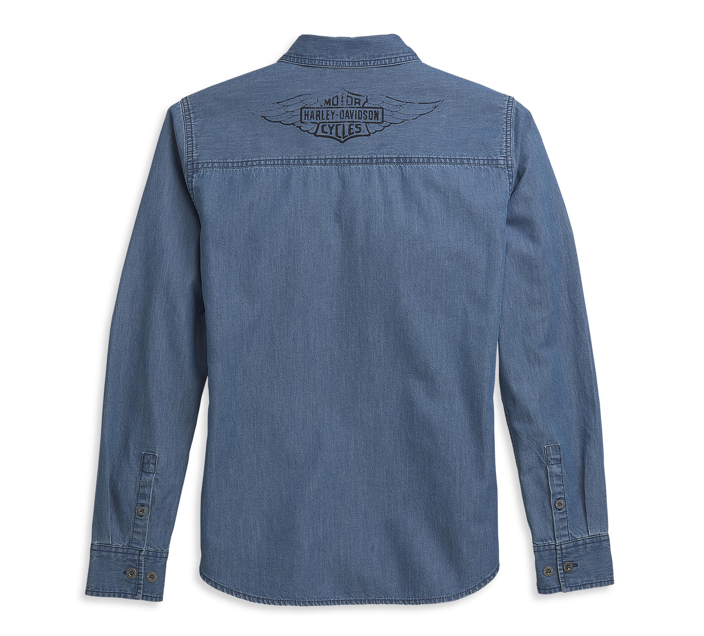Harley-Davidson Women's Patch Pocket Denim Shirt- 96397-21VW