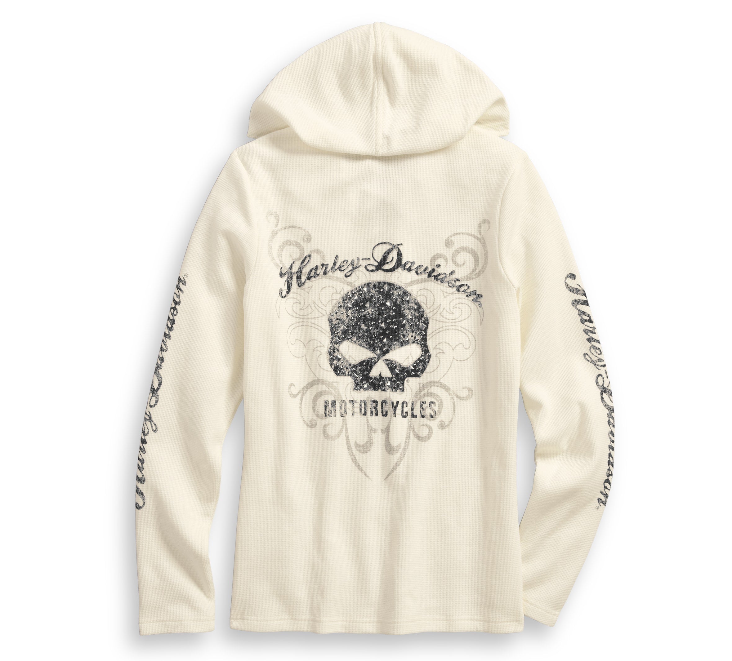 Harley-Davidson Women's Scroll Skull Hooded Henley - 99131-17VW
