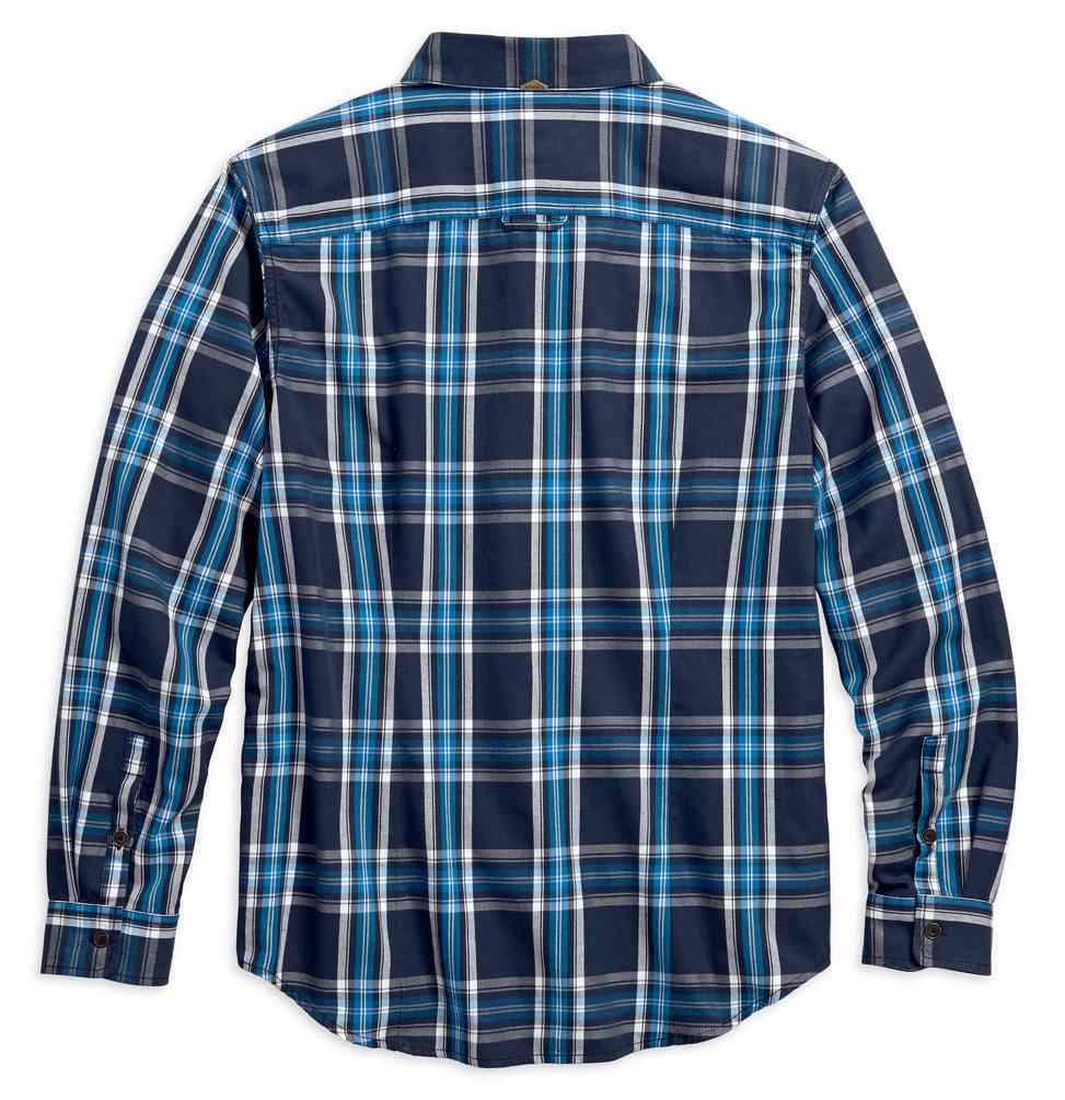 Harley-Davidson® Men's Large Plaid Button Front Shirt, Blue 99038-17VM