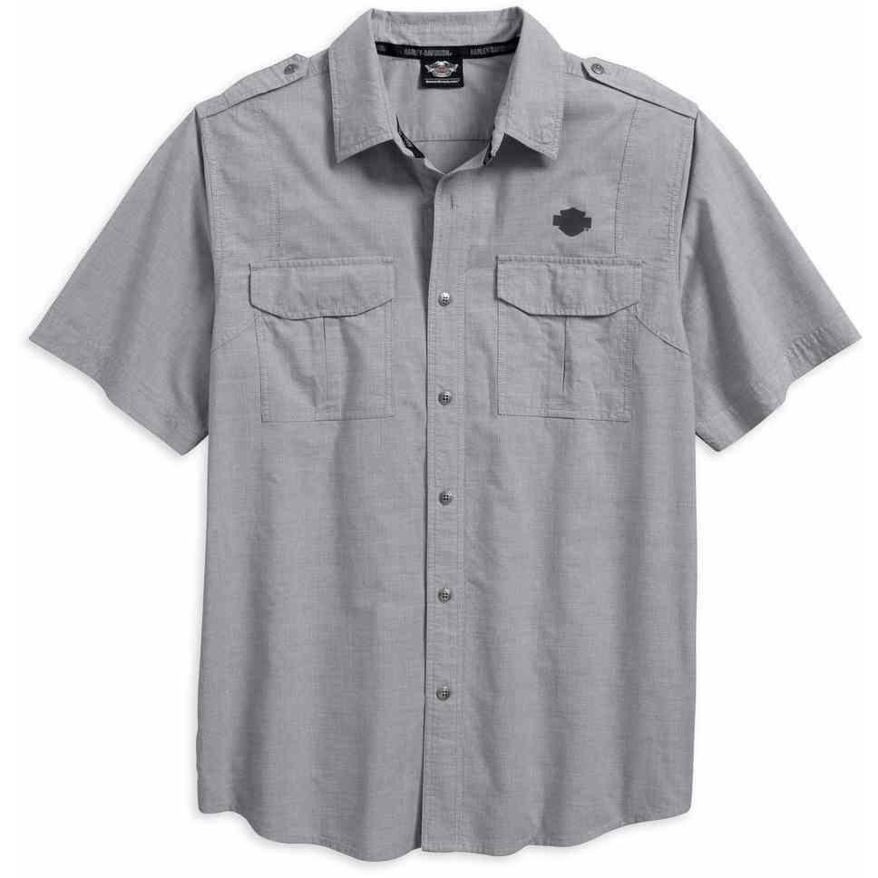 Harley-Davidson® Men's Microstripe Short Sleeve Garage Shirt, Gray 96419-18VM